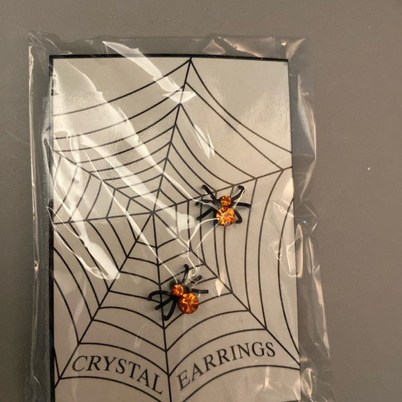 Accessories - Orange crystal spider earrings
